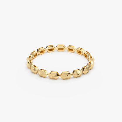 14K Solid Gold Round Diamond 0.07ctw Petite Pyramid Stackable Ring