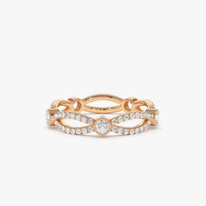 14k Gold Diamond Round Cut Infinity Eternity Ring 0.80 ctw