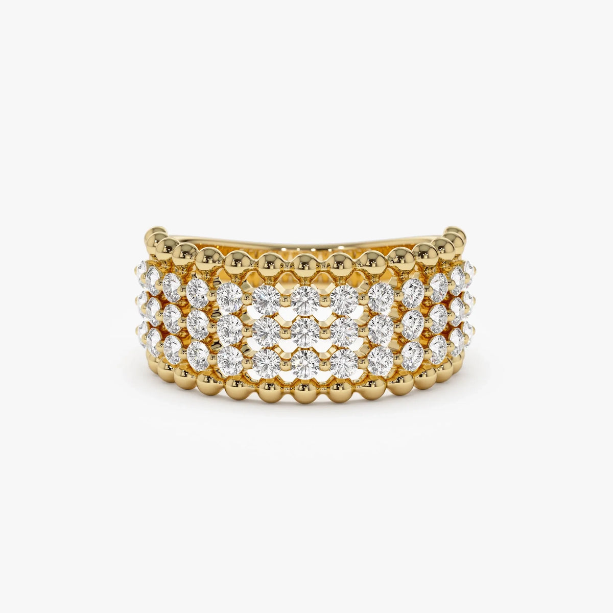 14k Solid Gold Round Diamond 0.82 Carat Floating Bubble Band Ring