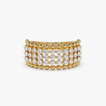 14k Solid Gold Round Diamond 0.82 Carat Floating Bubble Band Ring
