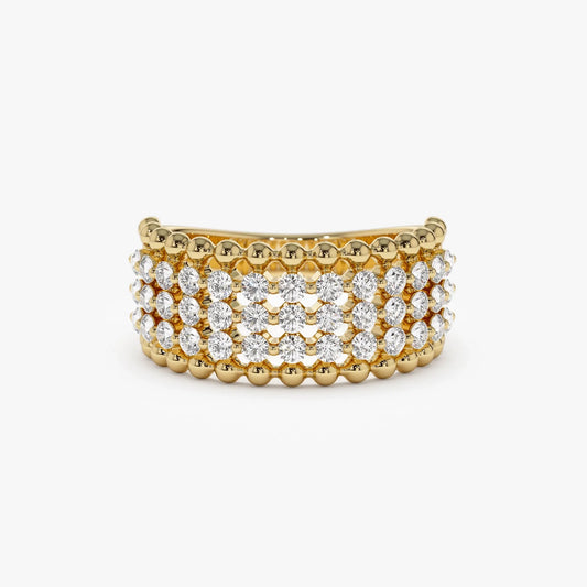 14k Solid Gold Round Diamond 0.82 Carat Floating Bubble Band Ring