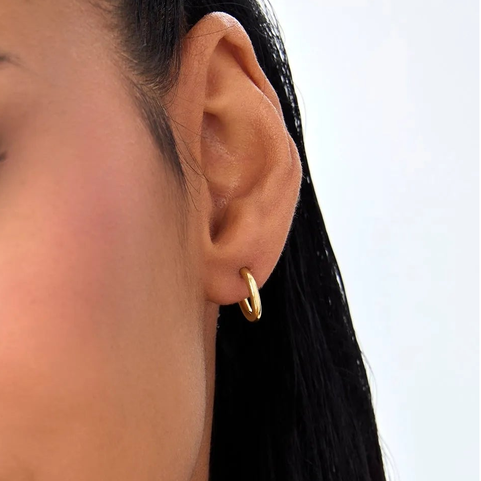 14k Yellow Gold Plain Polished Hoop Earrings 2mm Width 12.25mm