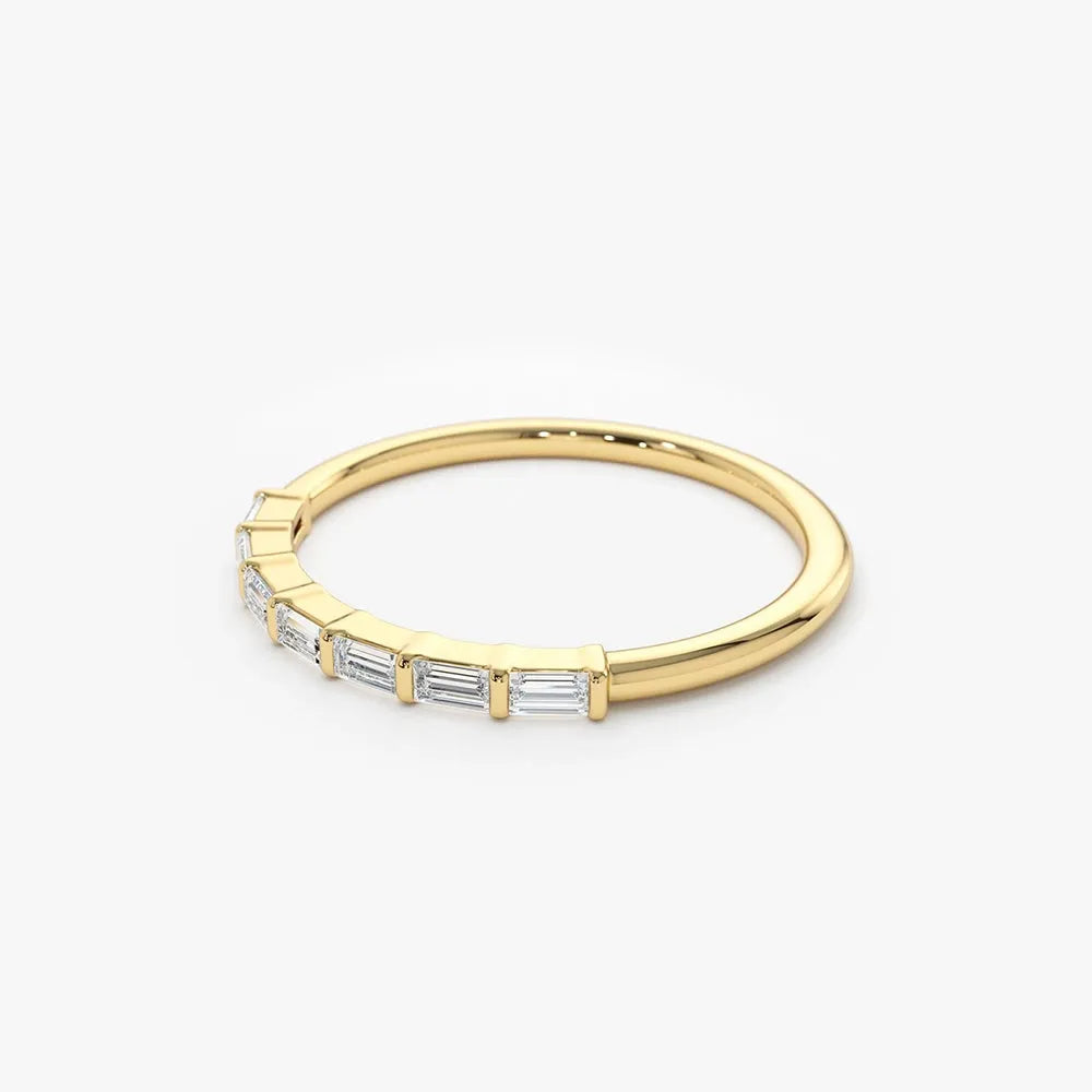 14K Gold Baguette Diamond 7 Stone Wedding Ring 0.27 CTW