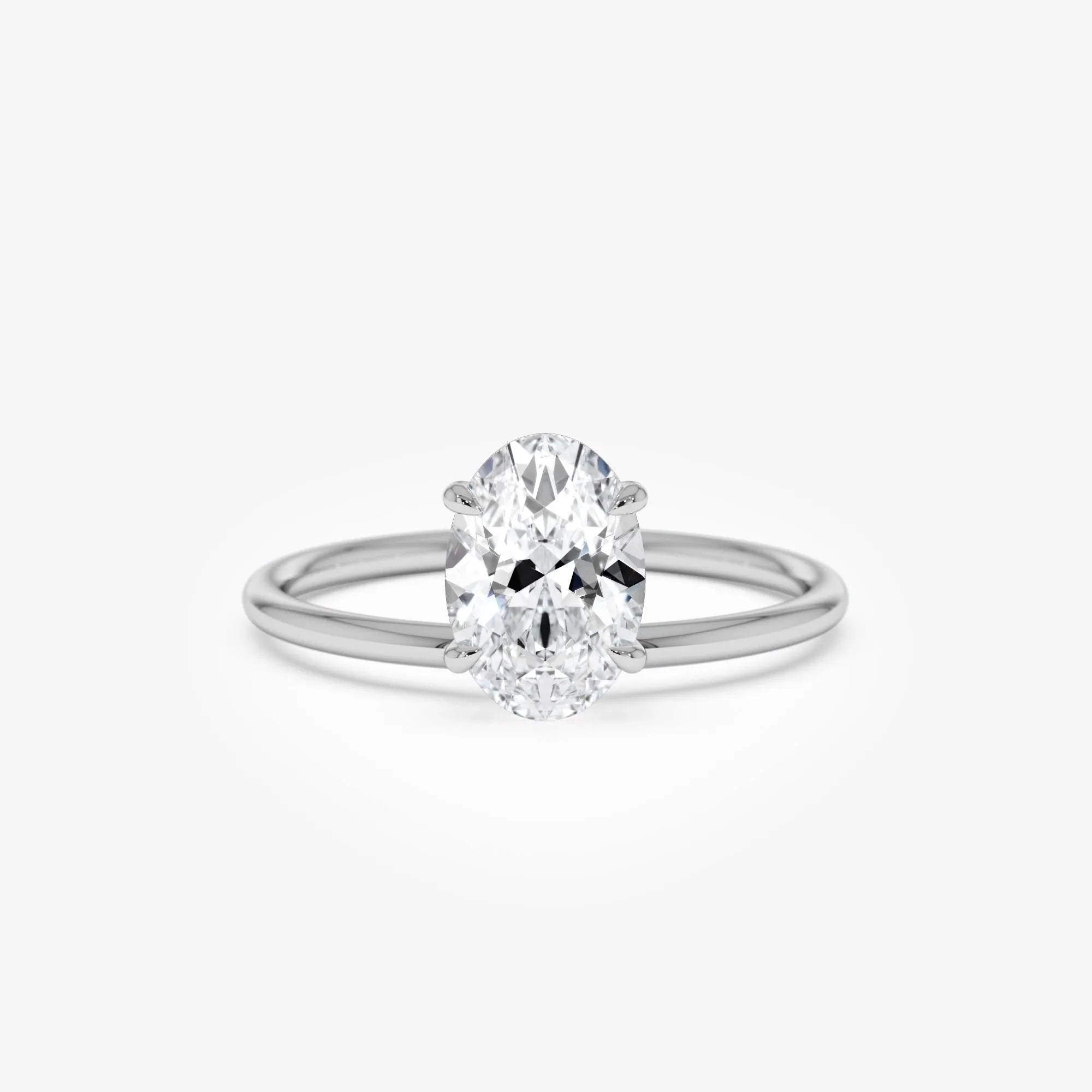 14k Gold 1.00 Carat Lab Grown Diamond Oval Elevated Basket Solitaire Ring