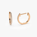 14k Gold Diamond Round Cut Mini Huggie Earrings Micro Pave 0.10 ctw