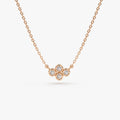 14K Solid Gold Round Diamond 4 Stone Cluster Pendant Necklace 0.13ctw
