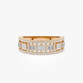 14k Gold Diamond Baguette and Round Cut Wide Pave Ring 0.60 ctw