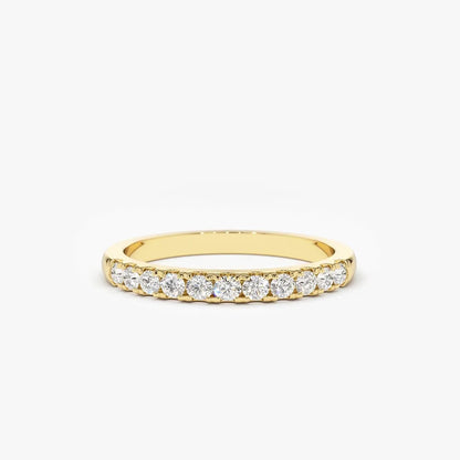 14K Gold Round Diamond 11 Stone Micro Pave Wedding Band 0.33 Carat