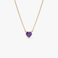 14k Solid Gold Amethyst Heart Shaped Layering Necklace 0.40 Carat