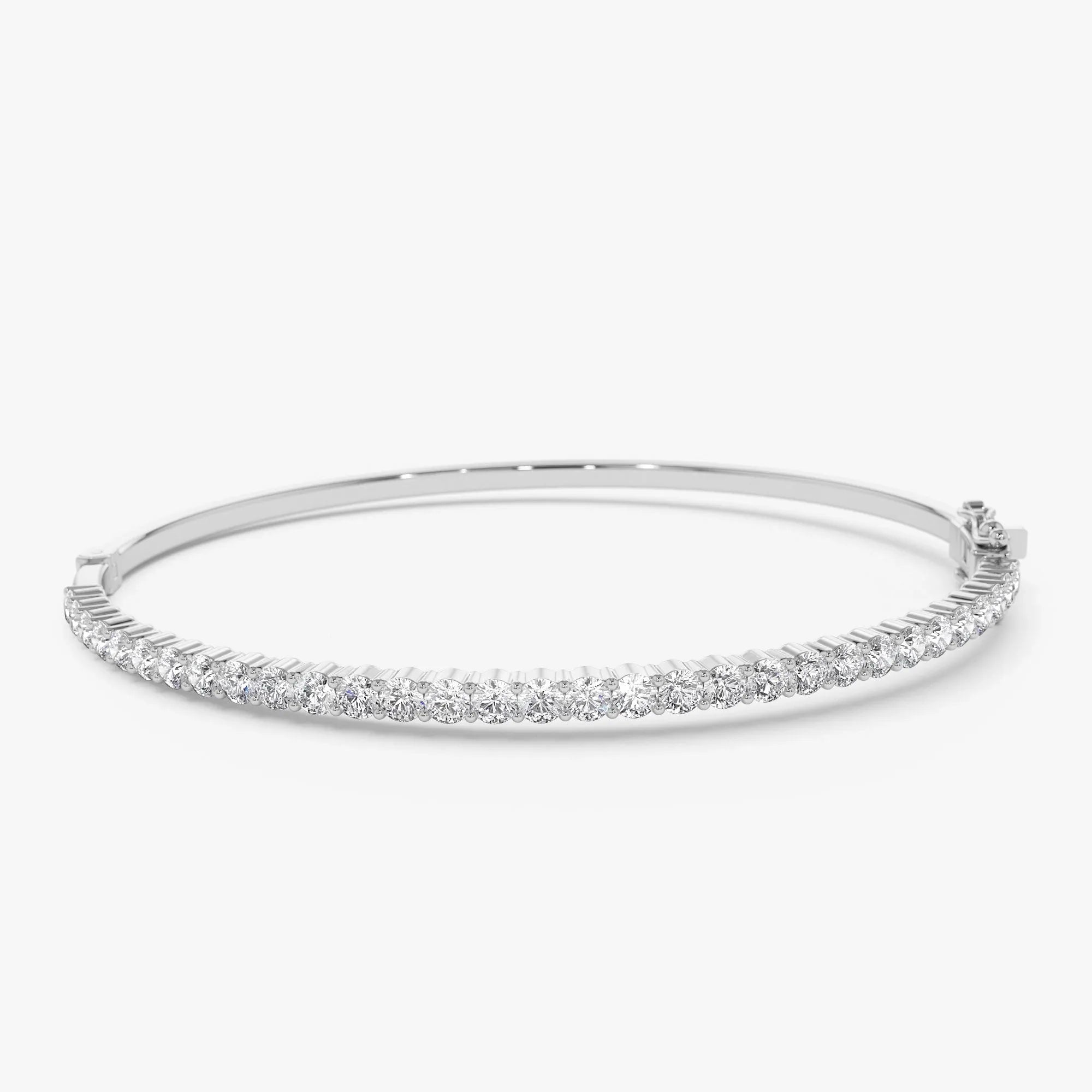 14K Solid Gold 1.55 CTW Round Diamond Prong Set Bangle