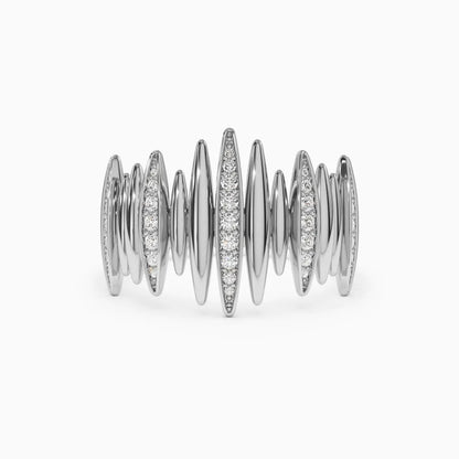14K Solid Gold Round Diamond 0.28 Carat Spike Ring