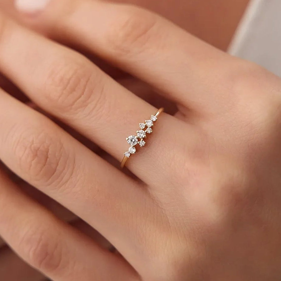 14k Gold Round Diamond Cluster Ring 0.25 Ctw Prong Setting