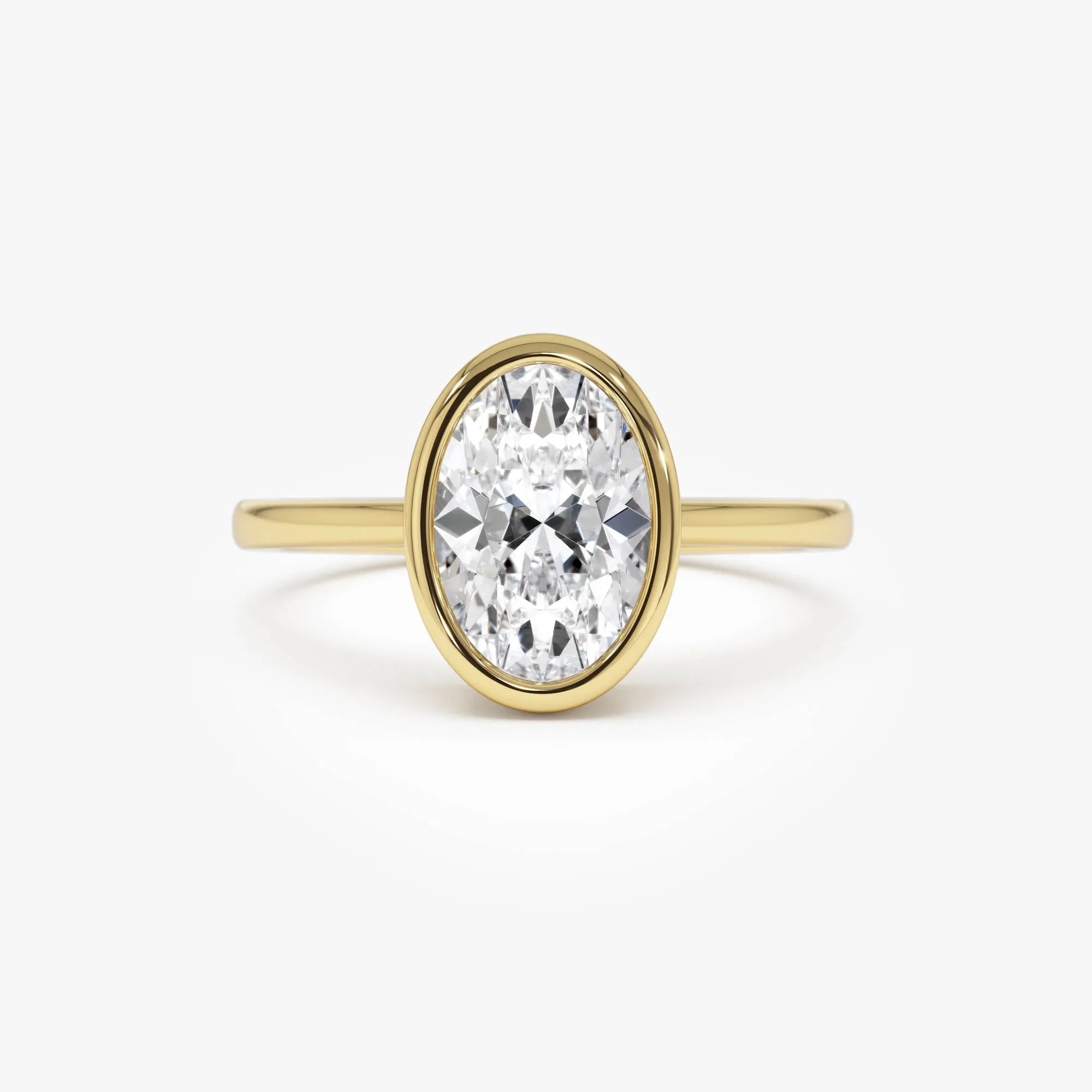 14k Gold 1.50 Ctw Oval Lab Grown Diamond Bezel Setting Engagement Ring Celina