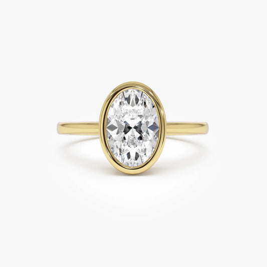 14k Gold 1.50 Ctw Oval Lab Grown Diamond Bezel Setting Engagement Ring Celina