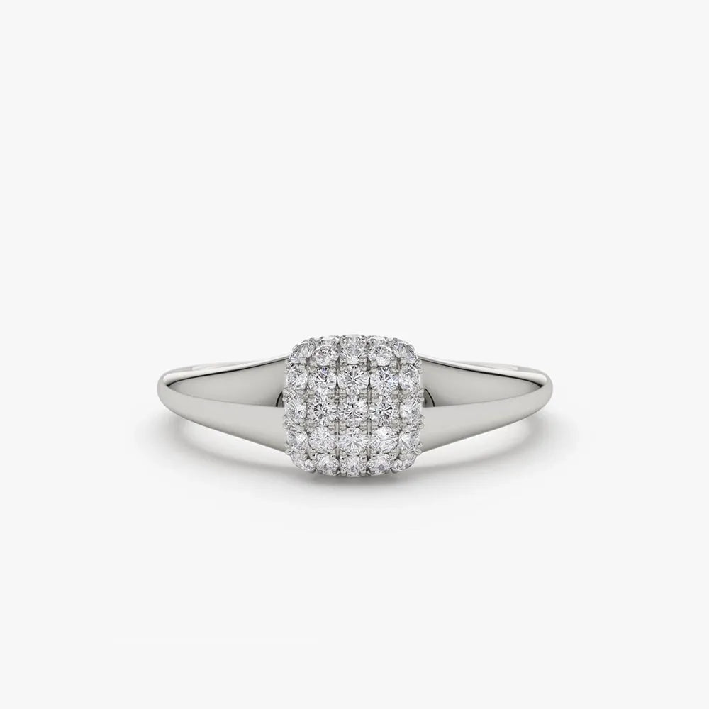 14k Gold Round Diamond Micro Pave Pinky Ring 0.31 CTW