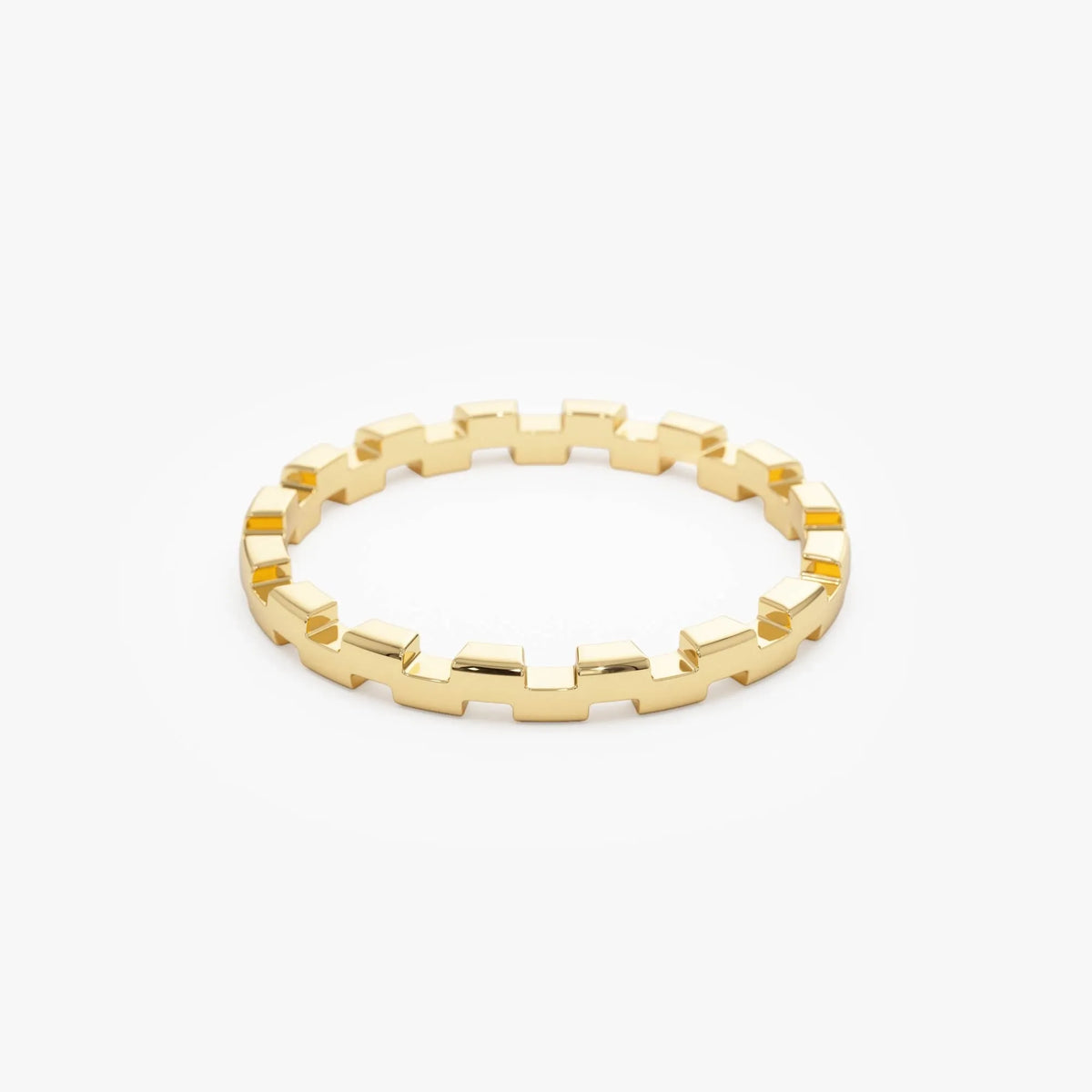 14k Gold Stackable Link Ring 2mm Wide Minimalist Band