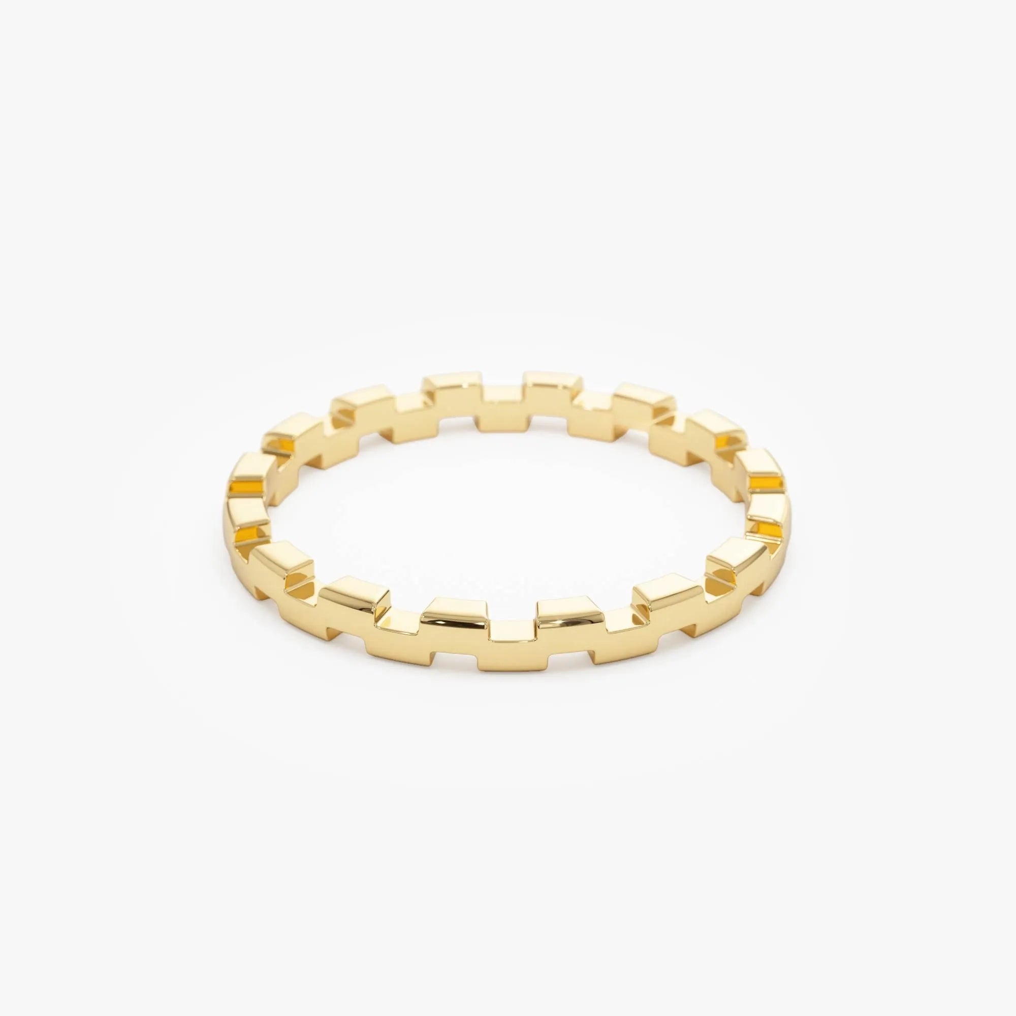 14k Gold Stackable Link Ring 2mm Wide Minimalist Band