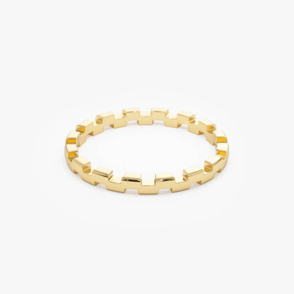 14k Gold Stackable Link Ring 2mm Wide Minimalist Band