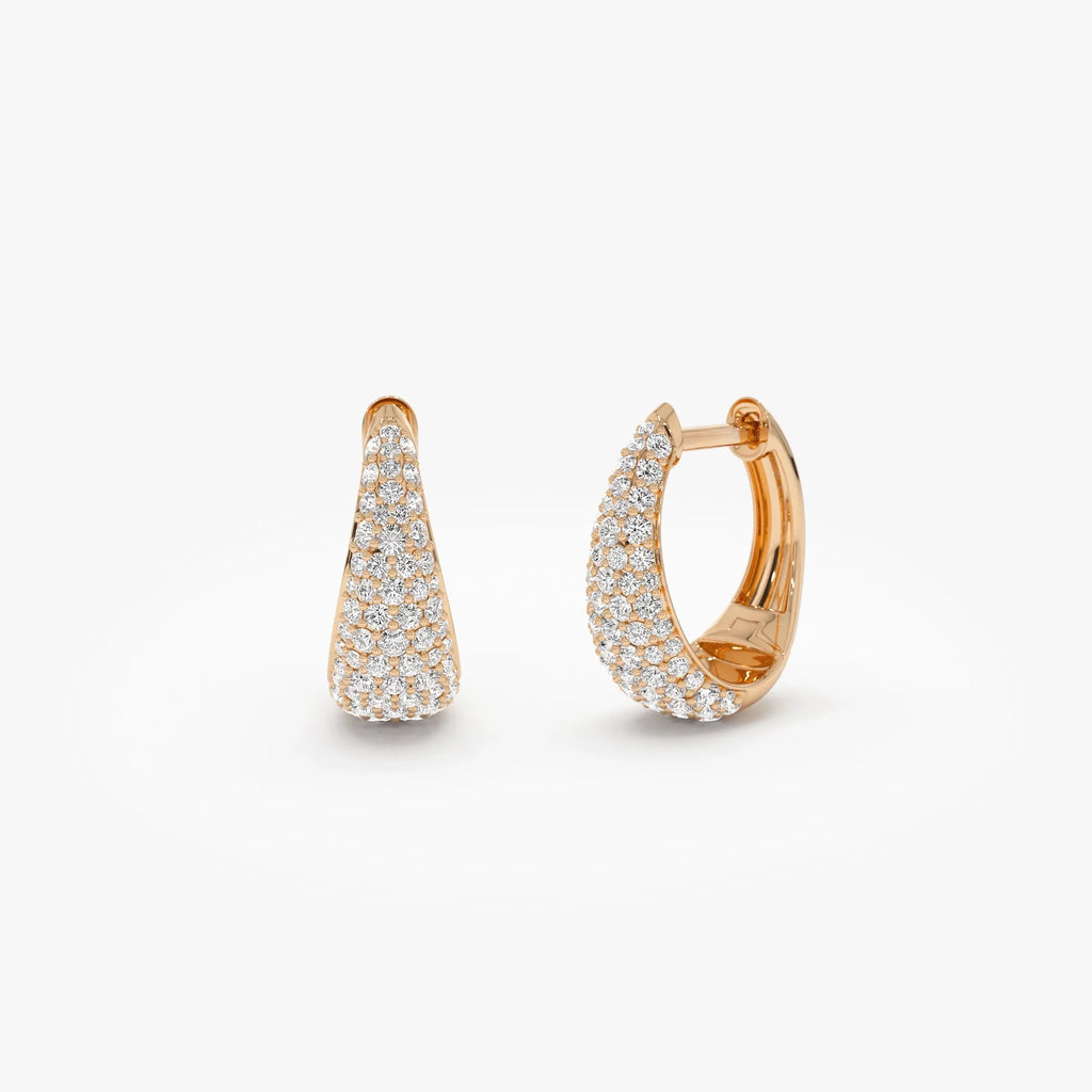 14k Gold Diamond Round Cut Teardrop Hoop Earrings 0.83 ctw