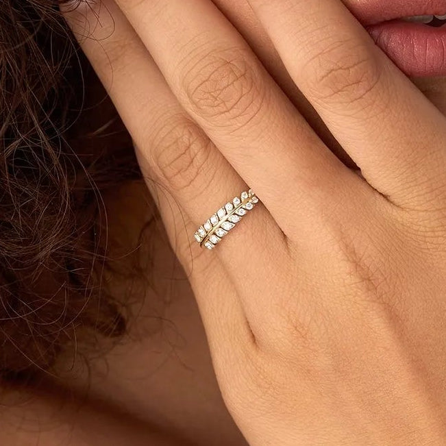 14k Gold Leaf Inspired Diamond Wrap Ring 0.30 ctw