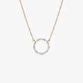 14K Solid Gold 0.30 CTW Baguette and Round Diamond Circle Necklace