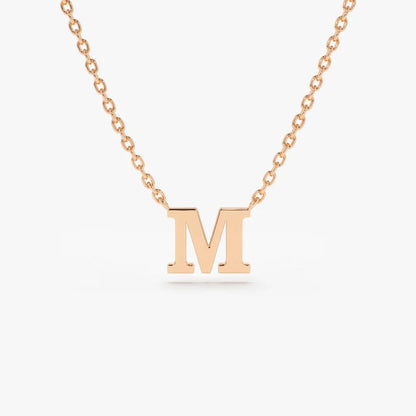 14k Solid Gold Personalized Initial Letter Pendant Necklace