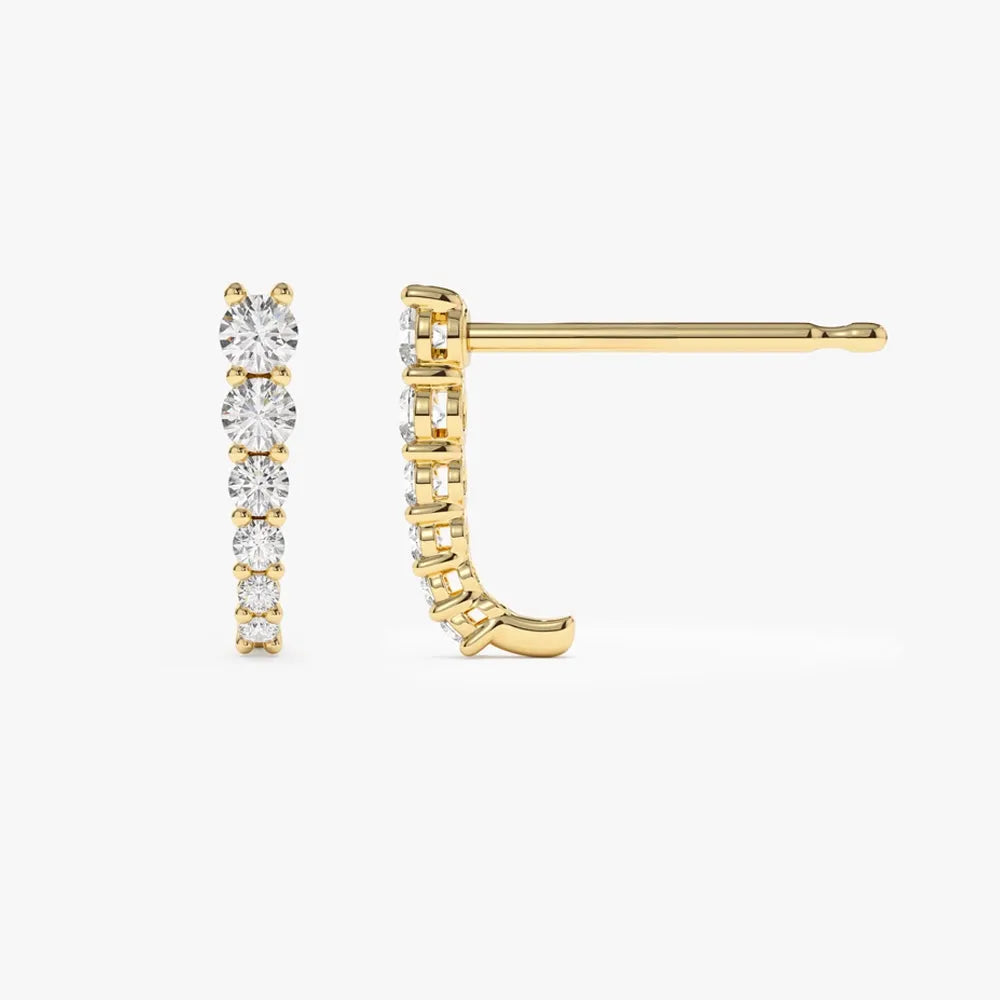 14k Gold Diamond Round Cut Graduated Stud Earrings Prong Setting 0.49 ctw
