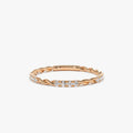 14k Gold Round Cut Diamond Three Quarter Eternity Twisted Rope Ring