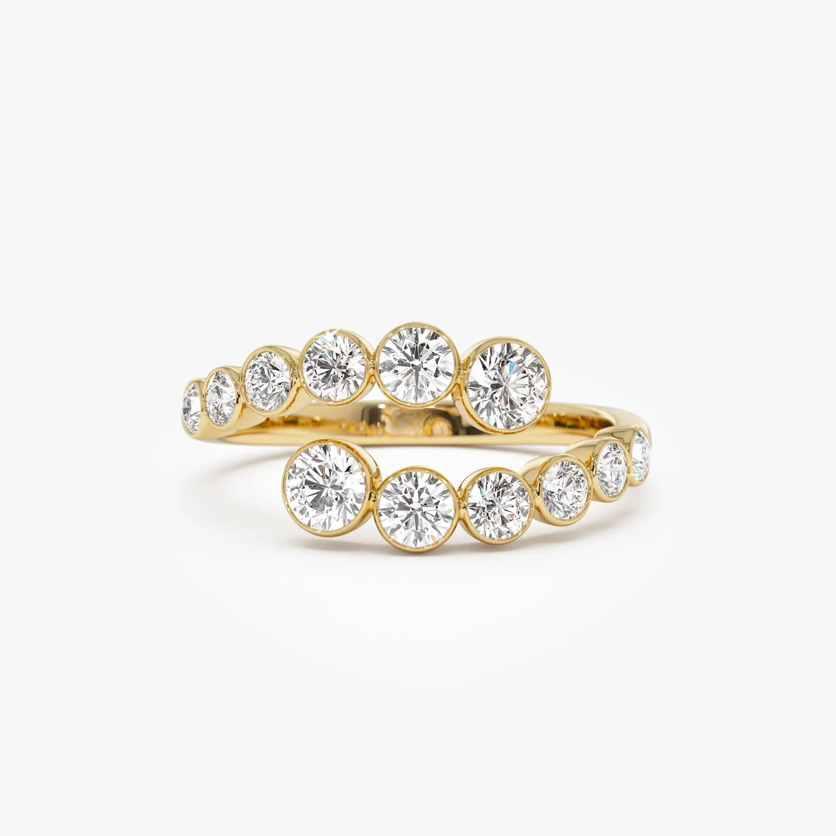 14k Gold Round Diamond 0.35 ctw Bypass Curve Bezel Setting Ring