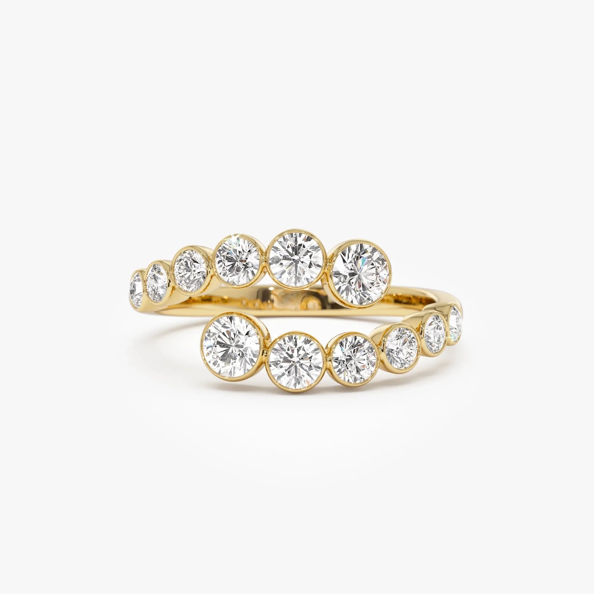 14k Gold Round Diamond 0.35 ctw Bypass Curve Bezel Setting Ring