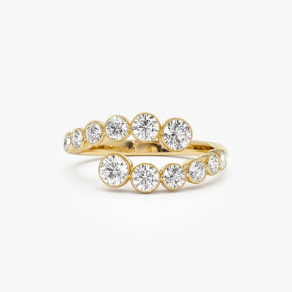 14k Gold Round Diamond 0.35 ctw Bypass Curve Bezel Setting Ring