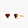 14K Solid Gold Heart Shaped Garnet Stud Earrings 1.15ctw