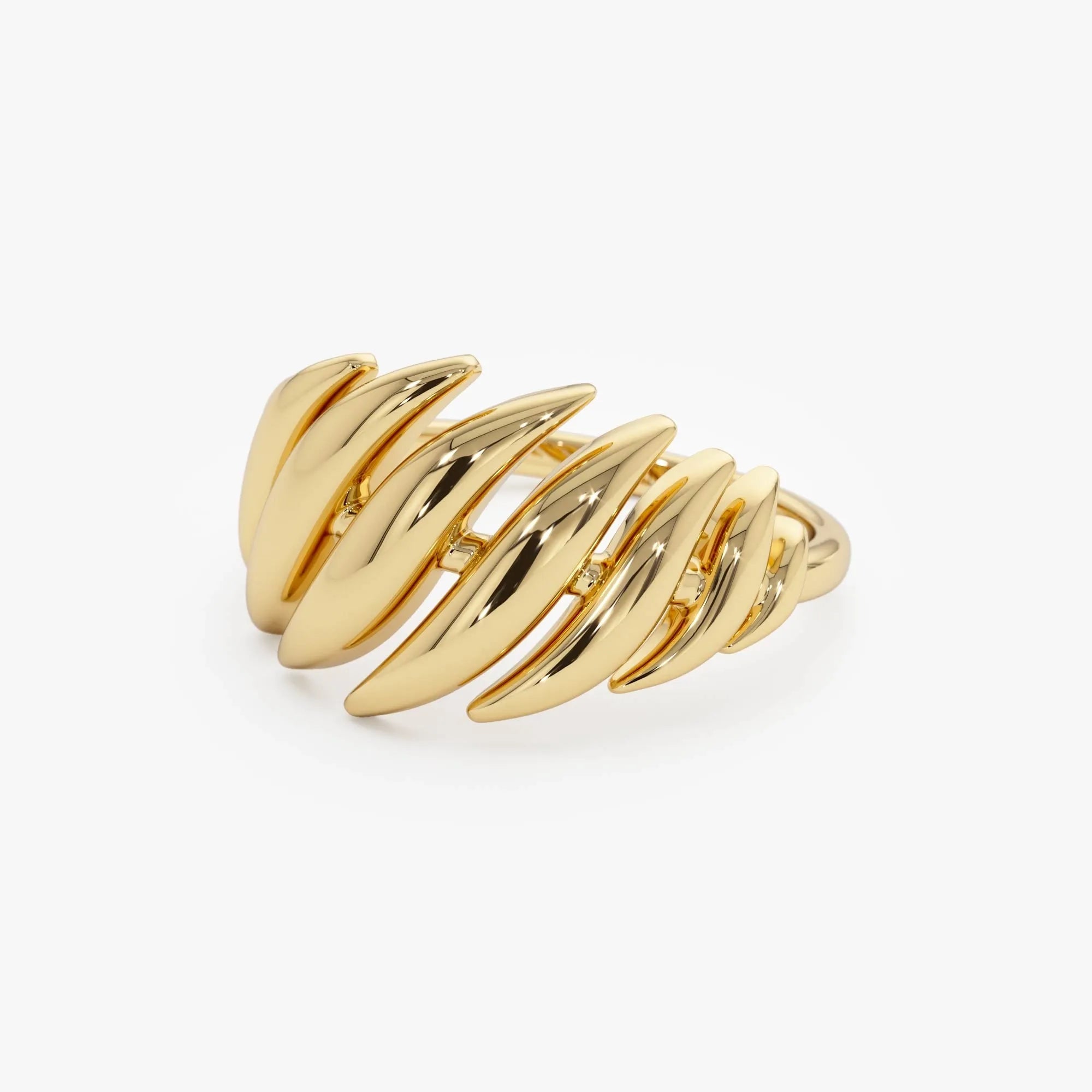 14k Gold Chunky Wave Dome Cocktail Ring 11.75mm Wide Statement Band