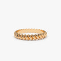 14K Solid Gold 3mm Twisted Rope Stackable Wedding Band Ring