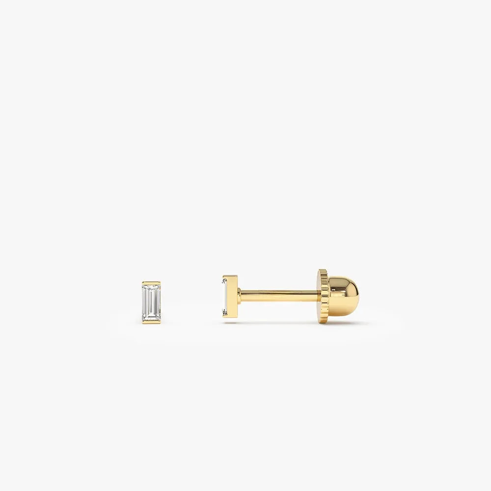 14k Gold Diamond Baguette Cut Helix Piercing Single Earring 0.05 ctw