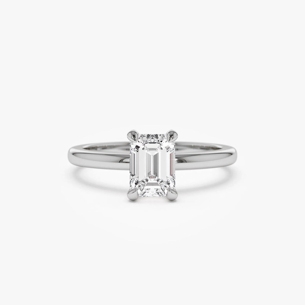 14k Gold Lab Grown Diamond Emerald Cut Engagement Ring Four Prong Setting 0.75 to 1.50 ctw