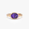 14K Solid Gold Oval Amethyst 0.75ctw Prong Setting Ring