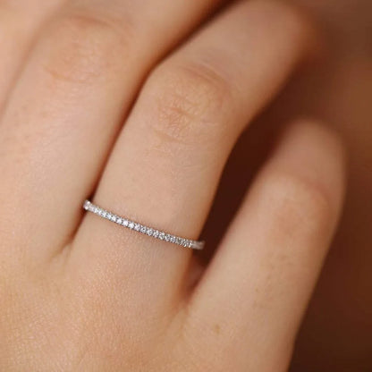 950 Platinum Round Diamond Micro Pave Eternity Ring 0.25ctw