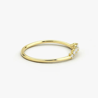 14K Gold Round Diamond 0.15 CTW Curved Stackable Prong Setting Ring