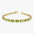 14K Yellow Gold 13.70 ctw Oval Peridot 4 Prong Tennis Bracelet