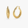 14k Solid Gold Intertwined Hoop Earrings 30mm