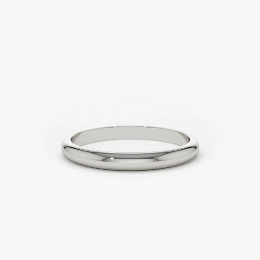 14K Solid Gold 2mm Classic Dome Minimalist Wedding Band Ring