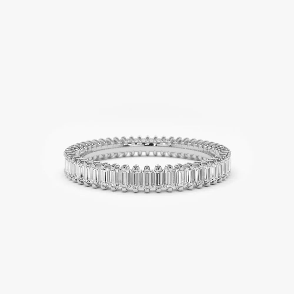 14K Gold 1.35ctw Baguette Diamond Full Eternity Prong Setting Ring