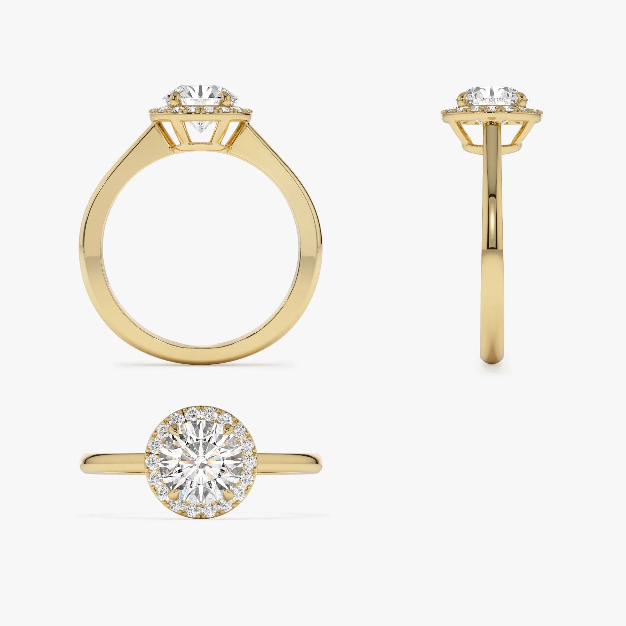 14k Gold 1.20 ctw Lab Grown Diamond Round Halo Engagement Ring Vivien