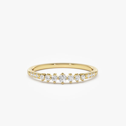 14K Solid Gold Round Diamond 0.18 Carat Graduating Wedding Ring