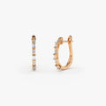14k Gold Diamond Baguette and Round Cut Earrings 0.28 ctw