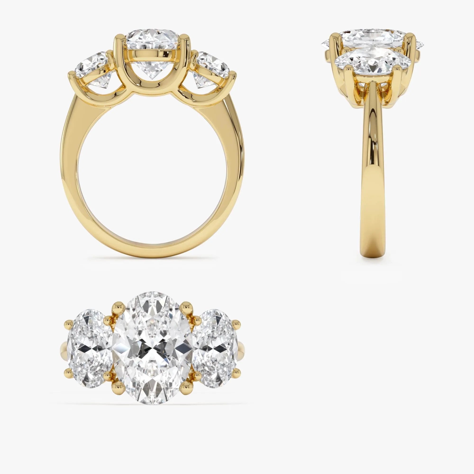 14k Gold 5.15 ctw Lab Grown Diamond Oval Three-Stone Engagement Ring