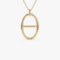 14k Solid Gold Minimalist Oval Pendant Necklace
