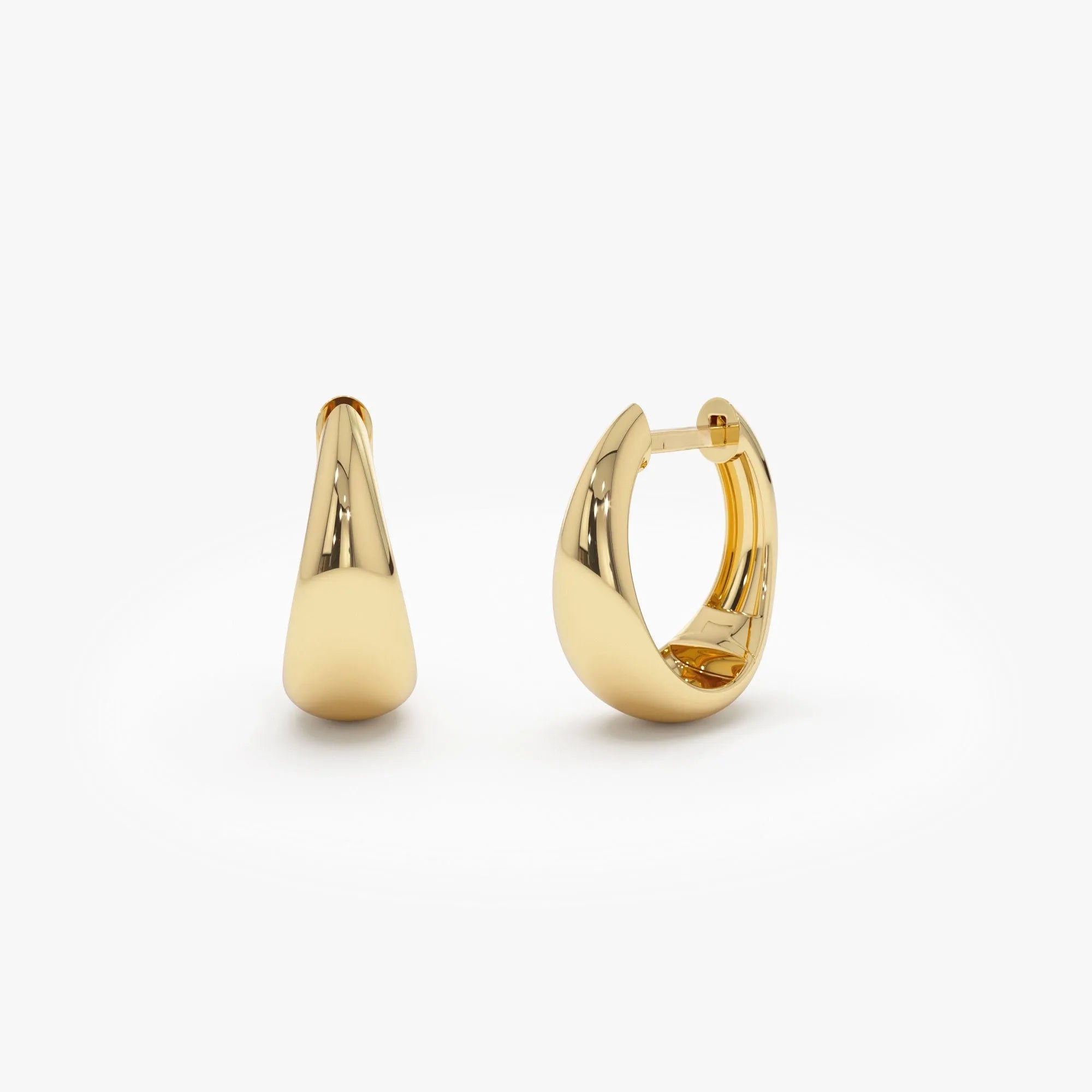 14k Gold Teardrop Graduated Hoop Earrings 13mm Polished Statement Style