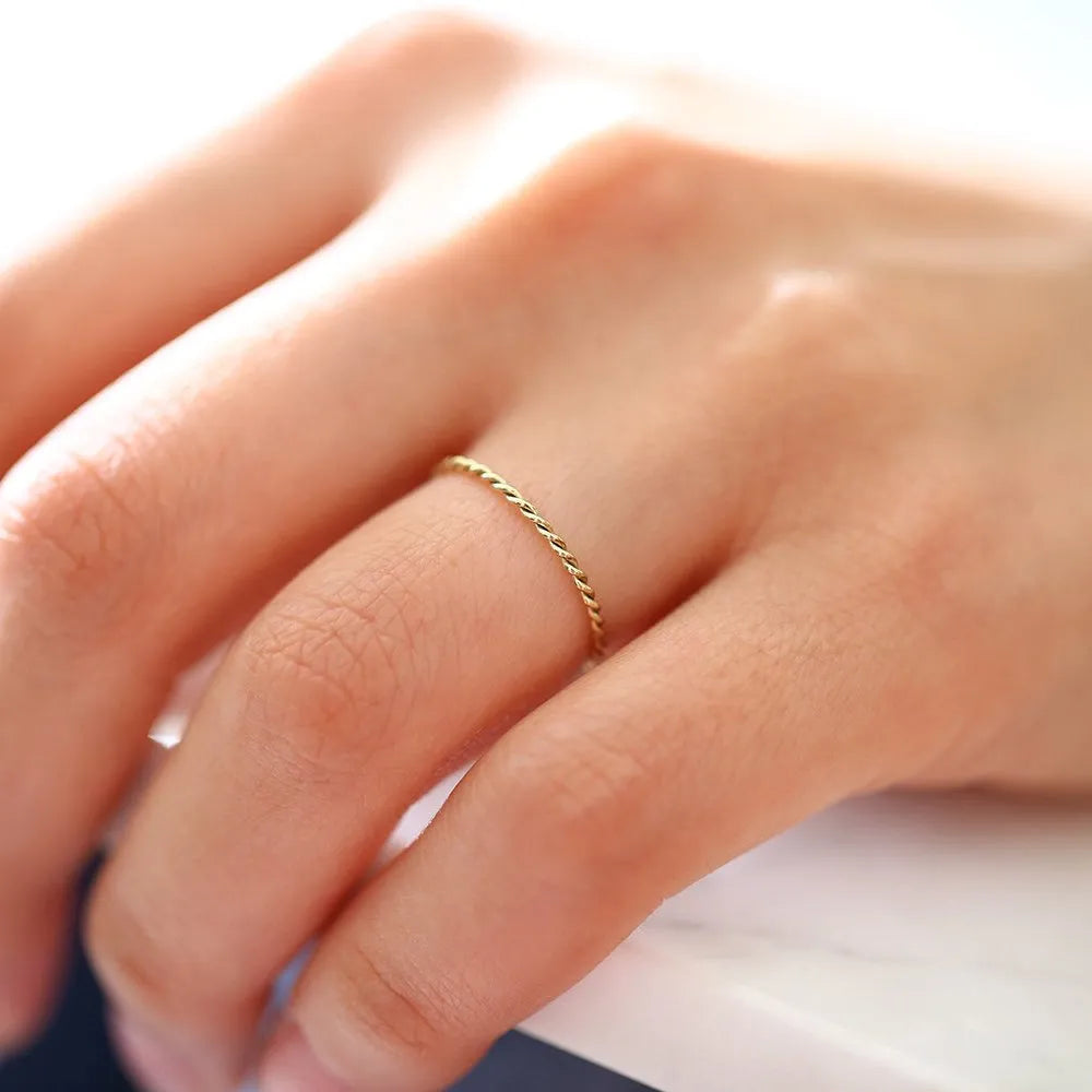 950 Platinum Braided Twist Stackable Wedding Band Ring